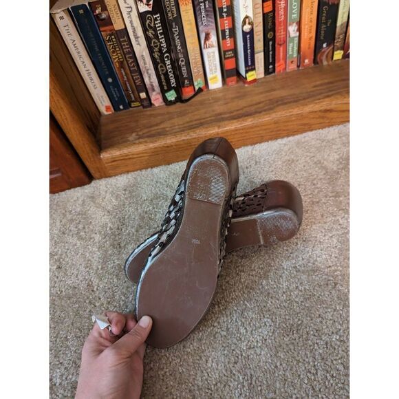 Jeffrey Campbell silver lazercut leather platform heels nwob sz 10m - Picture 6 of 7